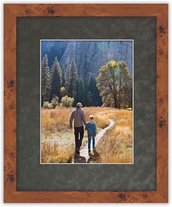8x10 Mat Bevel Cut for 5.5x8.5 Photos - Acid Free Dark Grey Suede Precut Matboard with Backing Board and Crystal Clear, Self Seal Photo Mat Bag - for Pictures, Photos, Framing - 4-ply Thickness