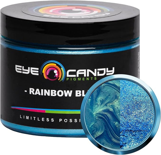 Eye Candy Mica Powder Pigment “Rainbow Blue” (50g) Multipurpose DIY Arts and Crafts Additive | Woodworking, Epoxy, Resin,Natural Bath Bombs, Paint, Soap, Nail Polish, Lip Balm