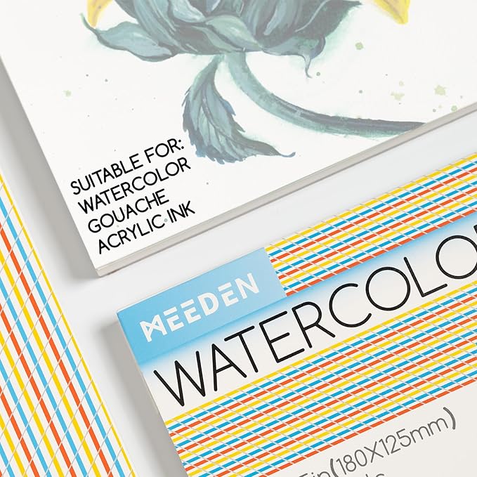 MEEDEN Watercolor Paper Block - 100% Cotton Watercolor Paper Pad of 20 Sheets, 140lb/300gsm, Acid-Free Art Paper for Watercolor, Gouache, Ink and More, 15" x 10" Rough