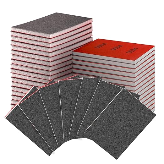 30-Pcs 3x4 Inch 600 Grit Sanding Sponge Set, Soft Foam Hand Sanding Blocks, Ultra-Fine Wet/Dry Sandpaper for Wood, Metal, Drywall, Furniture Polishing (600Grit)