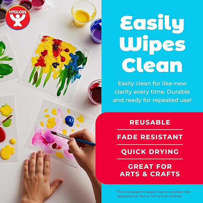 Hygloss 12" x 12" Acetate Paper - 7 Mil Clear Acetate Sheets for Crafts Projects, Cricut Stencil Sheets, Classroom Stencil Sheets, Reusable Transparent Clear Plastic Sheet (Not for Printers) 500 Pack