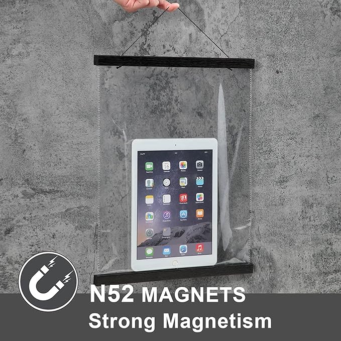WITCOLOR 32" Wide Magnetic Poster Hanger Frame - 32x24 32x45 32x40 Wooden Poster Frame, Solid Black Wood, Strong Magnets for Easy Hanging Posters Maps Pictures Canvas Scrolls Print Wall Art
