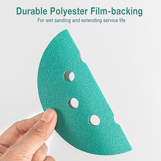 5-Inch 8-Hole Wet Dry Sanding Discs 1200 Grit, Polyester Film Backed Heavy-Duty Hook and Loop Sandpaper for Random Orbital Sander, 50-Pack
