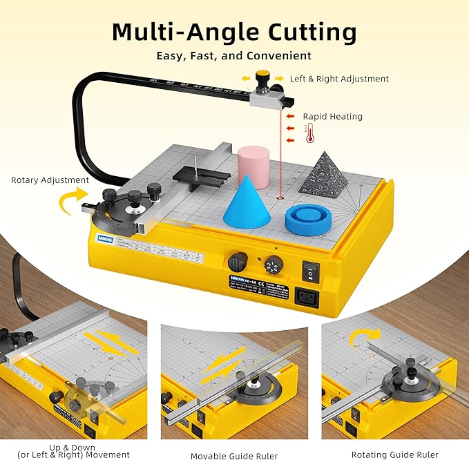 Hot Wire Foam Cutter, Foam Cutting Worktable with Elevated Extension Rail, Hot Wire Cutting Tool for EVA, Sponge, KT board, Insulation panels, Polystyrene Foam Various Thermoplastic Materials