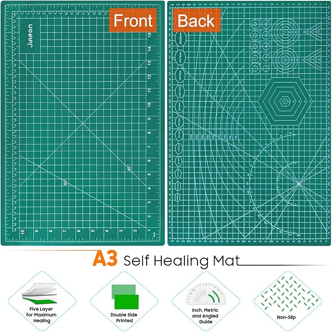5 Pack Self Healing Sewing Mat, JIARON 12'' x 18'' Cutting Mats for Crafts, Double Sided 5 Layers Craft Cutting Mat for Sewing, Crafts, Scrapbooking Mat.