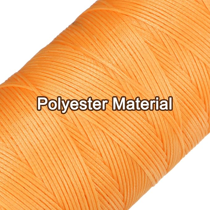 uxcell Leather Sewing Waxed Thread, 284 Yards / 260m 0.8mm 150D Flat Polyester All-Purpose Threads for Leather Crafts, Bookbinding, Apricot Gold