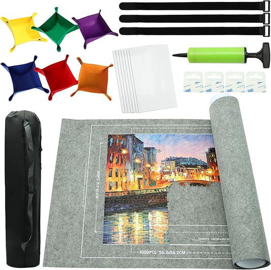 3000PCS - Puzzle Mat Roll Up| Jigsaw Puzzle Mat Roll Up| Roll-Up Save Pad Trays for Sorting Table Board Glue Sheets and Frame Keeper Storage Accessories for Kids and Adults
