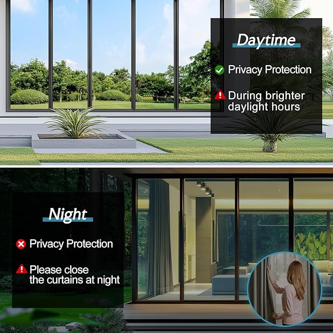 DOWELL One Way Window Privacy Film with 3 Tools Window Tint for Home Sun Blocking Heat Control Anti UV Reflective Mirror Covering See Out Not in for House and Office Silver 23.6" X 78.7"