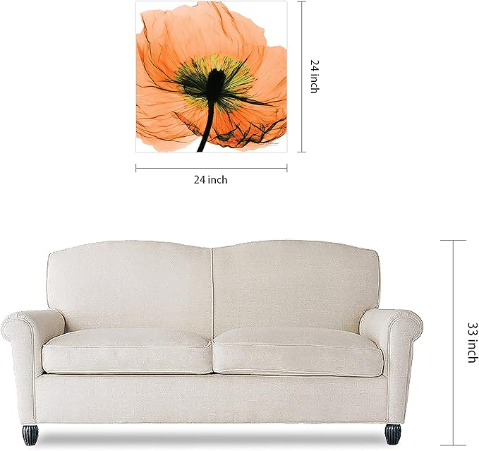 Empire Art Direct Frameless Free Floating Tempered Glass Panel Graphic Wall Art Ready to Hang, 24" x 24", Poppy Orange Flower