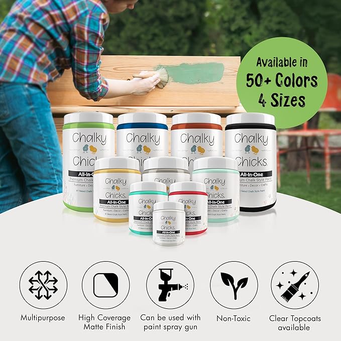 Chalky Chicks All-in-One Chalk Paint for Furniture or Cabinet - 4 Fl Oz - Matte Finish Pistachio (Lime Green) for Metal, Wood Furniture Paint - No Sanding All-in-One for Home Decor & Crafts, USA Made