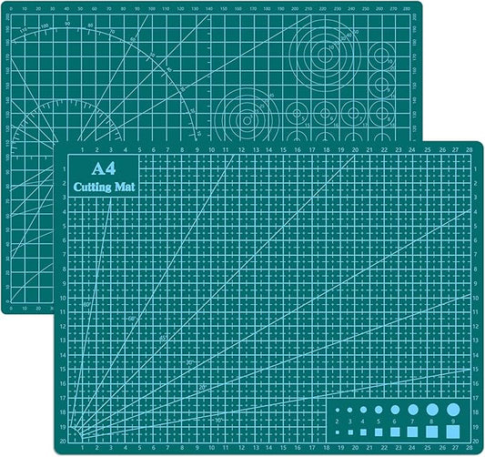 Cutting Mat 9"x12" Self Healing Cutting Mat Size Double Sided 5-Ply Rotary Sewing mat for Crafts Fabric Quilting Hobby Art Clay Precision Scrapbooking Project, A4, Green 2PCS