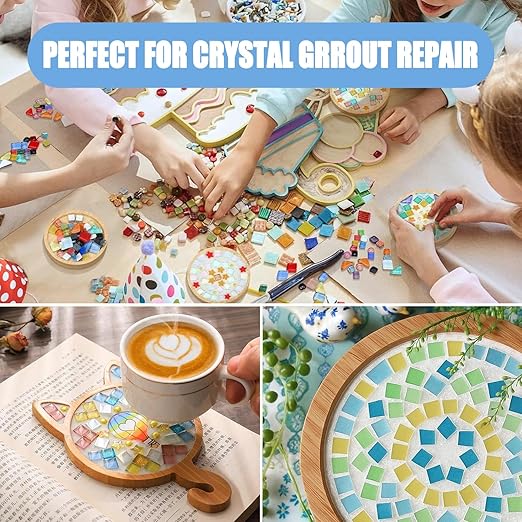 Mosaic Crystal Grout, Mosaics Tile Tools, Mosaic Tile Accessories – Essential for Handmade Grouting and Perfect for DIY Craft Projects (White, 4.5oz)