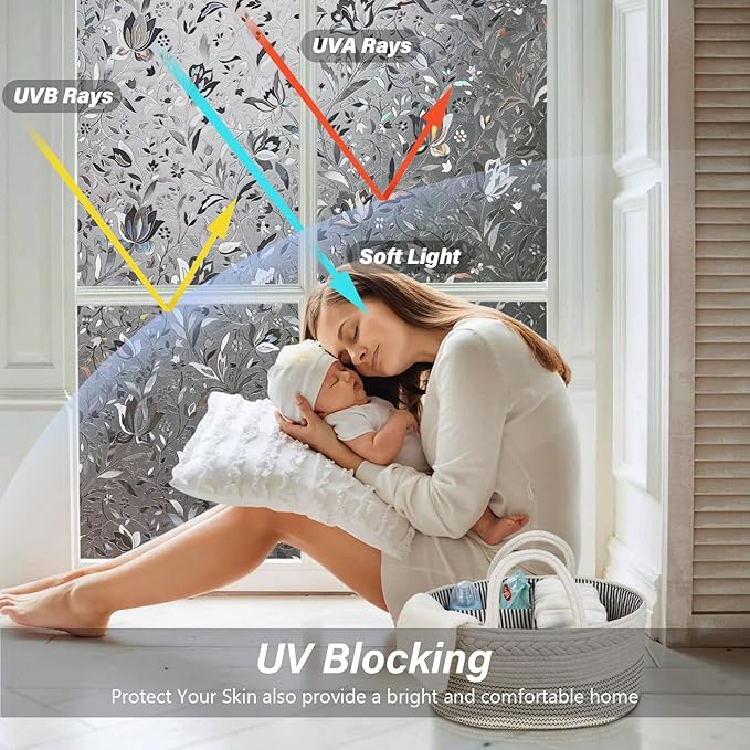 LEMON CLOUD Window Film, Decorative Window Privacy Film, Window Film Privacy Static Cling Frosted, Anti-UV Sun Blocker Heat Control for Home(Grayish Black, 17.5 x 78.7 inches)