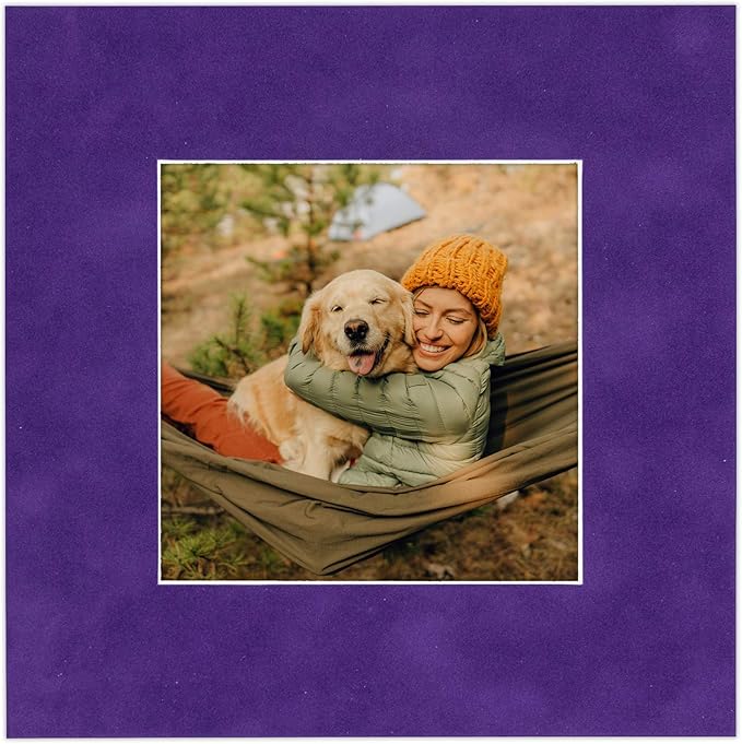 Poster Palooza 8.5x11 Mat Bevel Cut for 7x9 Photos - Acid Free Purple Crocus Suede Precut Matboard - For Pictures, Photos, Framing - 4-ply Thickness