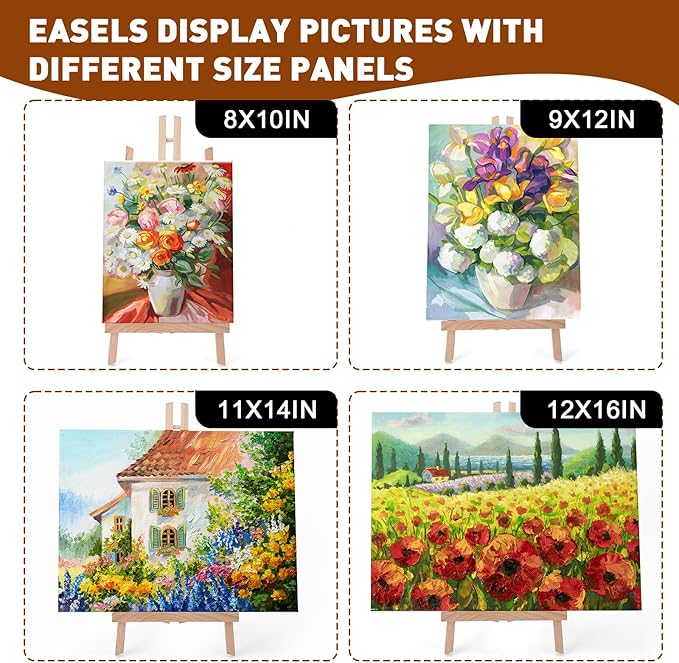 16 Pack 15 Inch Wood Easels, Easel Stand for Painting Canvases, Art, and Crafts, Tripod, Painting Party Easel, Kids Student Tabletop Easels for Painting, Portable Canvas Photo Picture Sign Holder