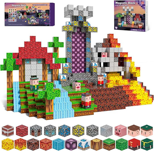 100PCS Magnetic Blocks - Magnet Tiles Toys for Kids, Magnetic Building Blocks Cubes, Stacking Magnets Toys for Kids, Birthday Gifts for Boys and Girls Age 3+ Years Old