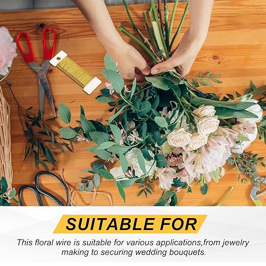MECCANIXITY 114 Yards/345 Feet 27 Gauge Metal Floral Wire Copper Flexible Paddle Thin Floral Wires for Craft, Christmas Wreath, Flower Arrangement, Wedding, Total 3 Roll