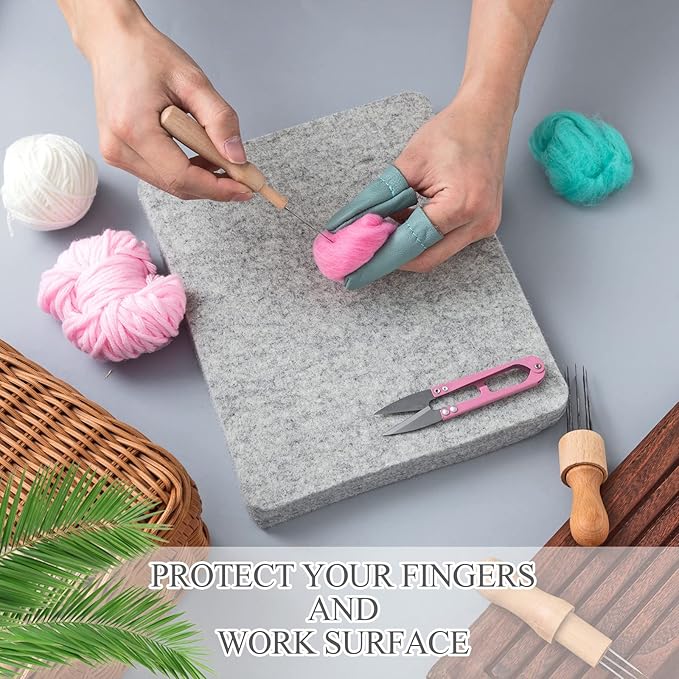Amylove 4 Pcs Needle Felting Pad Needled Felting Mat Wool Supplies Thick Firm Base Woolen Block for Beginners Crochet Knitting Projects Kit Tool, Gray (8 x 10 x 1 Inch)