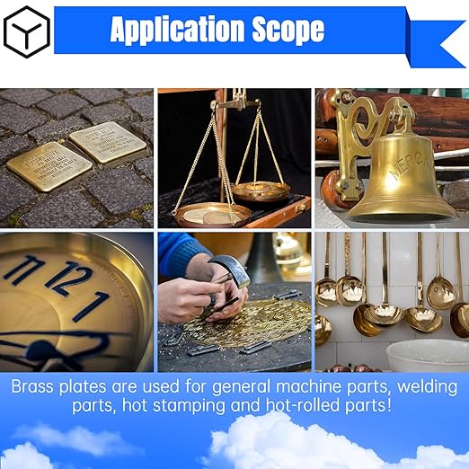 Brass Sheet,2" x 4"-18 Gauge(1mm) Thickness,99.9% Pure Brass Plates for DIY, Jewelry, Electrical, Repair, Industrial(2 Pac）