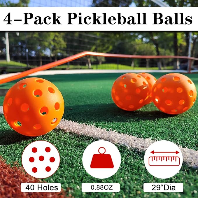 Zdgao Pickleball Set with Net for Driveway, 22 FT Regulation Size Pickle Ball Net Set with Pickleballs, Court Markers and Carry Bag, Steady Metal Frame for Outdoor, Indoor Court