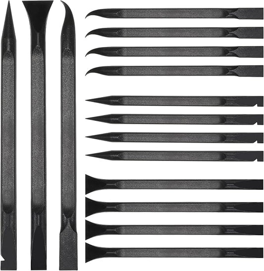 Minatee 18 Pieces Non-scratch Plastic Scraper Tool Multi-purpose Carbon Fiber Pen-shaped Plastic Scraper for Cleaning Small and Narrow Space(Black)