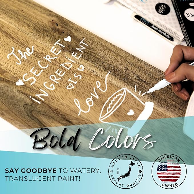 White+Black Paint Pen (8-Pack) Extra Fine Tip Made in Japan | Bold Color+100% Coverage | For Rock, Wood, Glass, Paper, Fabric, Canvas, Metal and More! | 0.7mm Paint Pens | Acrylic Paint Pens