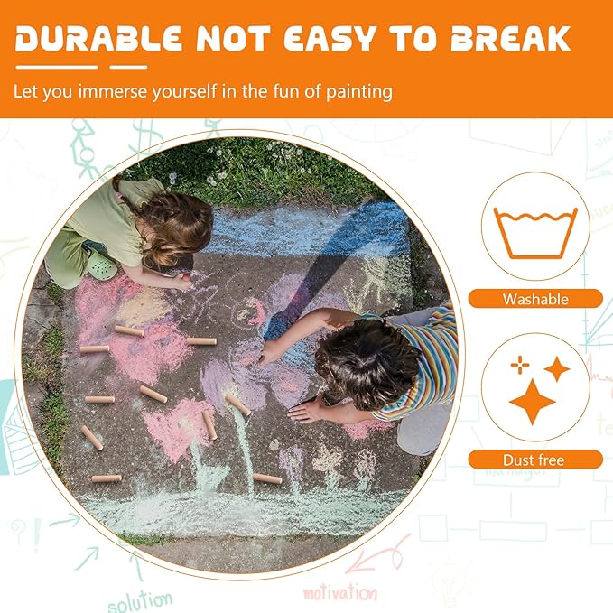 25 Pcs Sidewalk Chalks for Kids Non Toxic Jumbo Chalk for Party Gift Outdoor Art Classroom Play Painting (Orange)