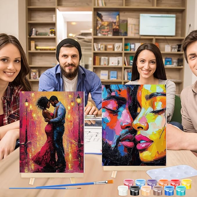 Zhanmai 12 Pack Pre Drawn Canvas for Painting Sip and Paint Kit 8" x 10" Paint Party Set Canvas Painting Pre Printed Canvases for Party Favor DIY Virtual Adult's Date Night(Sexy Couples)