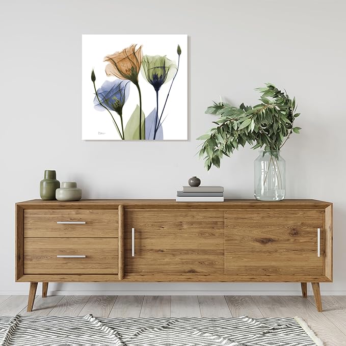 Empire Art Direct Frameless Free Floating Tempered Glass Panel Graphic Wall Art Ready to Hang, 24" x 24", Gentian Buddies, Multi-color Flower
