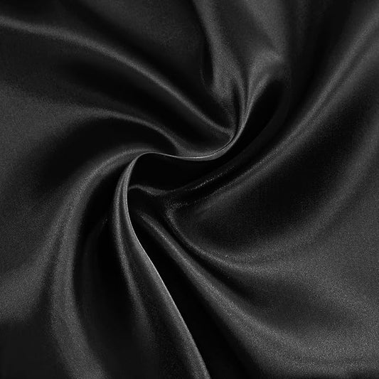 RUDONG M Black Satin Fabric by The Yard, 5 Yard x 60 Inch Wide Silky Charmeuse Satin Fabric, Soft Satin Fabric for Wedding Decorations, Bridal Dress, Sewing, Accessories, DIY Crafts