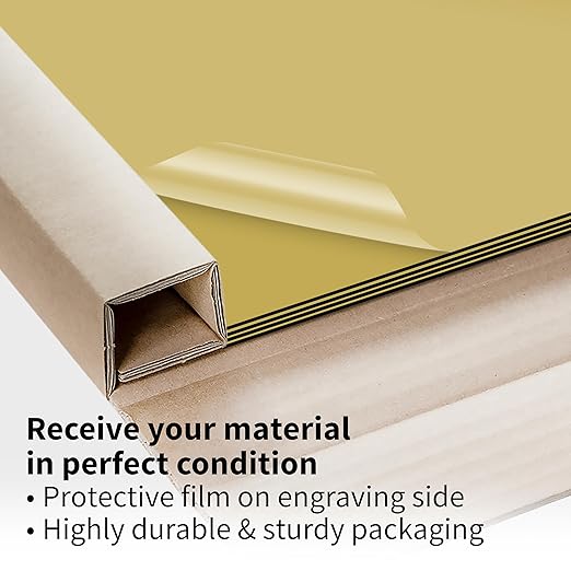 Trotec TroLase Lights | 24"x12"x1/250"(0.1mm thick) | Adhesive-Backed Flexible Laser Engraving Sheet/Film for Decal & Label | Double Color Plastic Sheet for Engraving | Smooth Gold/Black | 10pcs