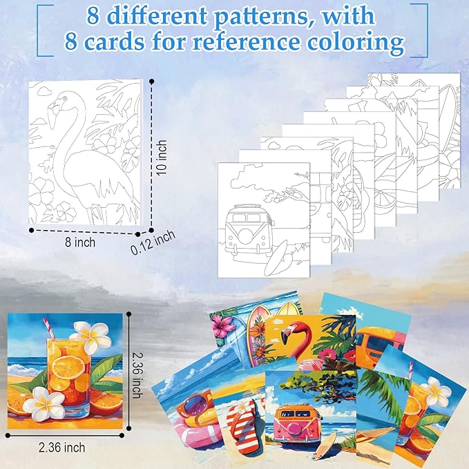 Cholemy 36 Pcs Paint and Sip Kit for Adults 8''x10'' Pre Drawn Canvas for Painting DIY Afro Acrylic Painting Kit Wood Easel Brushes Date Night Bulk for Christmas Party Gifts(Hawaii)
