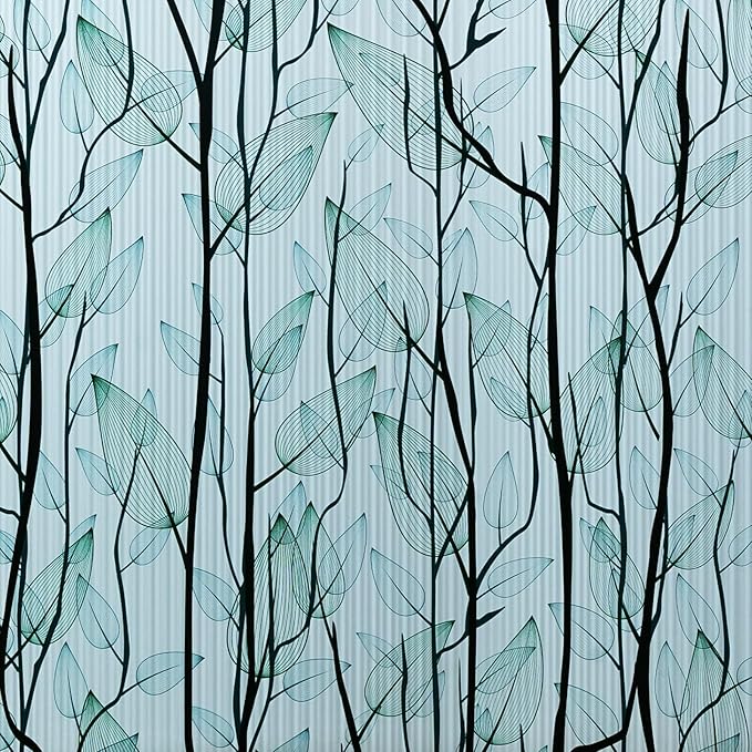 DKTIE Nature Pattern Rainbow Window Film Decorative Stained Glass Window Film Static Cling Films Easy Apply Removable Comes with Tools (U1747-Reeded Glass, 17.7" x 78.7")