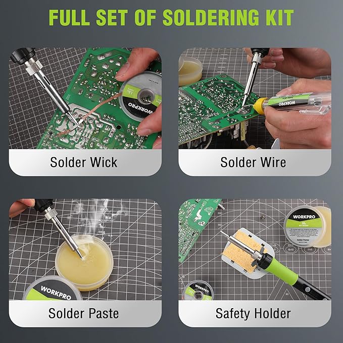 WORKPRO Soldering Iron Kit, 90W Soldering Gun with Digital Display and Iron Tips, 11-in-1 Adjustable Temperature Welding Kit for Electronic Repair, DIY Enthusiasts and Jewelry Makers (110V US Plug)
