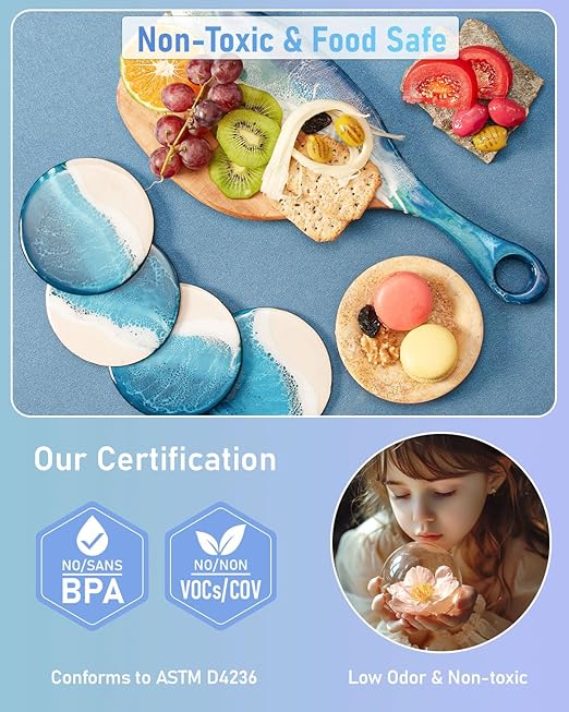 4 Gallon Epoxy Resin Kit with Mica Powder, Gold Foil, Cups & Stick, Crystal Clear Resin Beginner Supplies for Coating Casting Table, Molds, Jewelry Making, DIY Art Craft, 1:1 Ratio