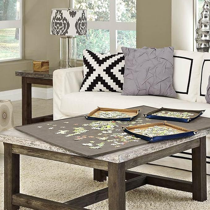 Lavievert 1500 Piece Jigsaw Puzzle Board with Padded Cover, Portable Case with 6 Sorting Trays & Detachable Board, Puzzle Caddy Storage Saver with Non-Slip Surface for Adults
