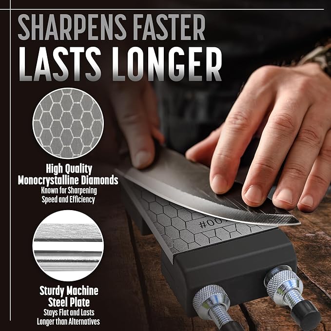 Heavy Duty Diamond Sharpening Stone Set with Adjustable Base, 2-Sided Fine/Coarse Grit Diamond Sharpening Plate, Fast & Efficient Diamond Knife Sharpener for Knives and Chisels from Schaaf Tools