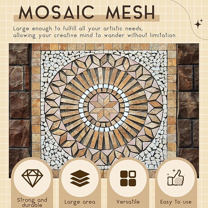 4 Set 24" X 24" Mosaic Mesh for Back Mounted Tile Fiberglass Mosaic Mesh Backing Boast for Tile Installation Supplies Tools (Non Sticky)