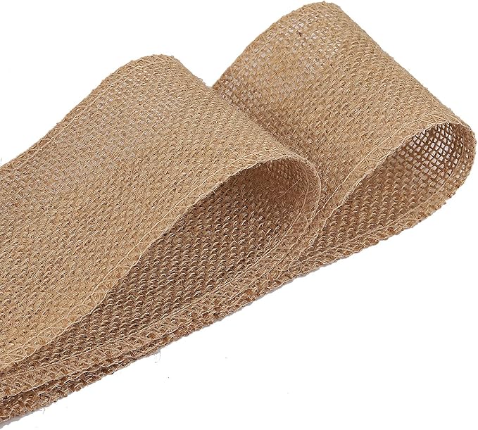 KINJOEK 6 Inch Wide 27 Yards Burlap Ribbon, Natural Jute Fabric Ribbon, Crafts Ribbon for Christmas, Wedding, Gifts, Burlap Fabric DIY for Decoration,