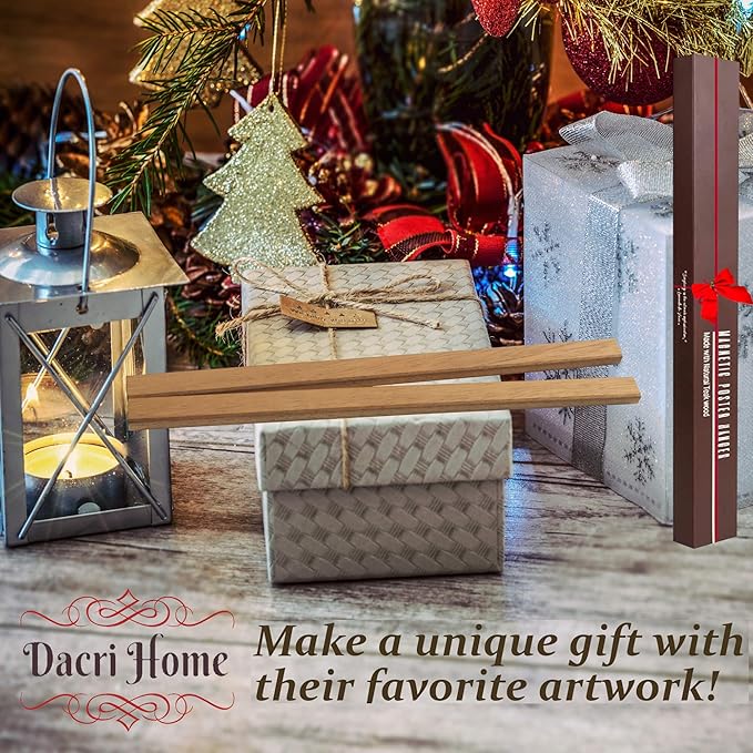 DACRI HOME 30" Wide Sturdy Magnetic Poster Hanger Frame - 30x20 30x24 30x40 Teak Wood Poster Frame for Picture Map Canvas Print Wall Art Hanging (30", Black)