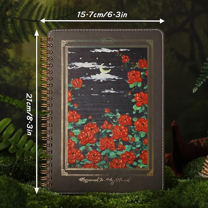 Spiral Notebook for Women, Durable A5 Leather Hardcover Notebooks, 140 Lined Pages, Cute Notebooks for Perfect Supplies at School, 8.3 x 6.2 in