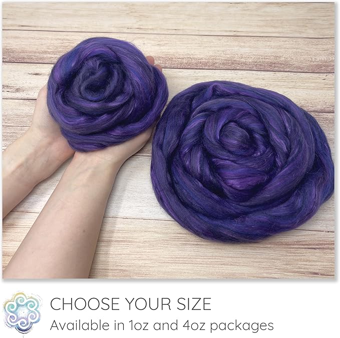 Merino Silk Luxe Tonal Designer Blend. Superfine Merino, Mulberry Silk, Tussah Silk. Top Roving for Spinning or Felting. Enchanted Forest 4oz