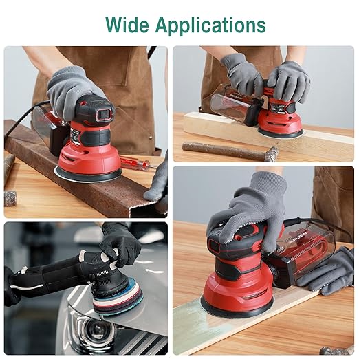 5-Inch 8-Hole Wet Dry Sanding Discs 80 Grit, Polyester Film Backed Heavy-Duty Hook and Loop Sandpaper for Random Orbital Sander, 50-Pack