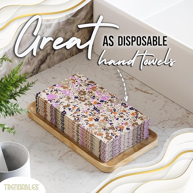 Trendables Floral Napkins for decoupage 200 Pcs 3 Ply floral paper napkins decorative Guest Towels Disposable Bathroom, Flower Design For Tea Party Decorations, Dinners & Weddings