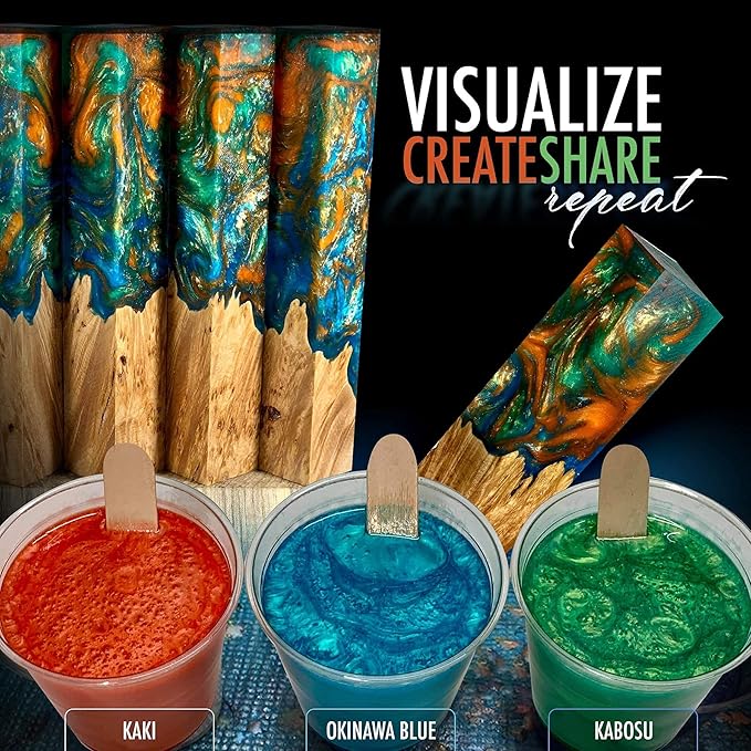 Eye Candy Pigments Premium Blue Mica Powder - Okinawa Blue (50gr) - for Epoxy, Resin, Soap, Paint, Woodworking, Acrylic Pouring, Bath Bombs, Fishing Lures - DIY Arts and Crafts Additive
