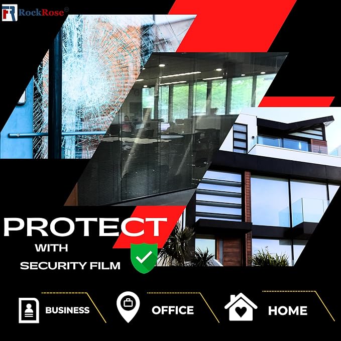 UV 99% Security and Safety 4 Mil Clear Window Film Shatterproof Anti Shatter Tempered Glass Film for Home and Office Windows (Clear, 24 in x 15 FT)