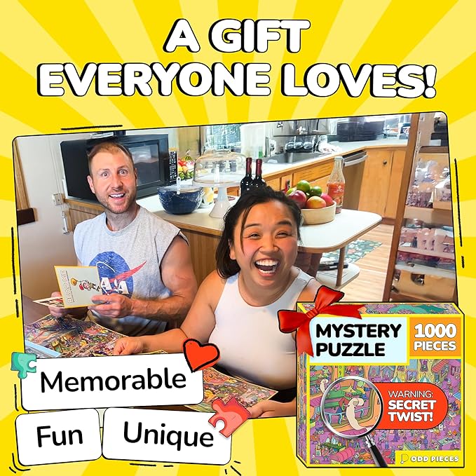 Odd Pieces Jigsaw Puzzles 1000 Pieces - Magic Mystery Story Secret Ending Puzzle - Perfect Game Night for Adults & Kids - Fantasy Sci-Fi City Theme (Shutterbug)