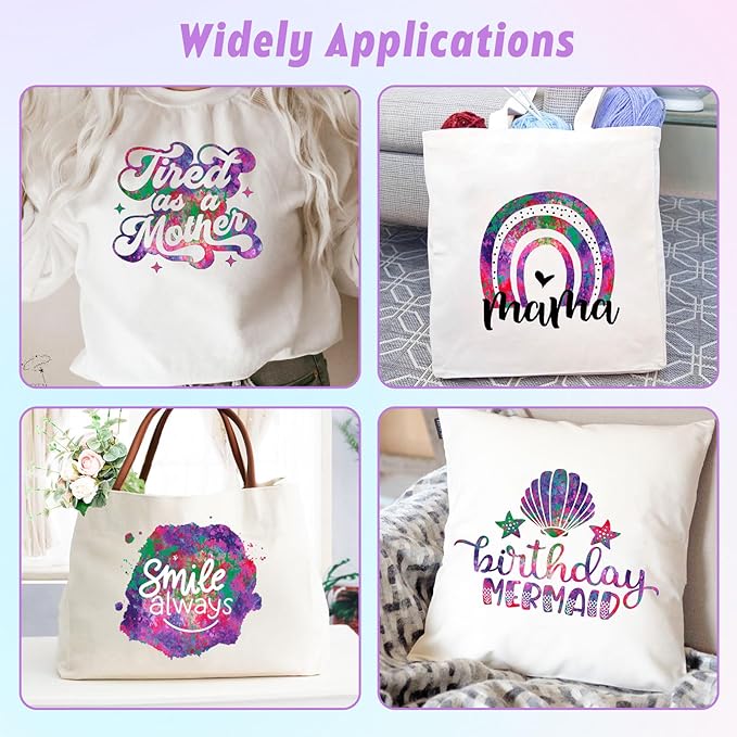 Tintnut Purple Splash Heat Transfer Vinyl - 6 Sheets 10"x12" Patterned HTV for T-Shirts, Hats, Clothes - Compatible with Cricut & Silhouette Cameo