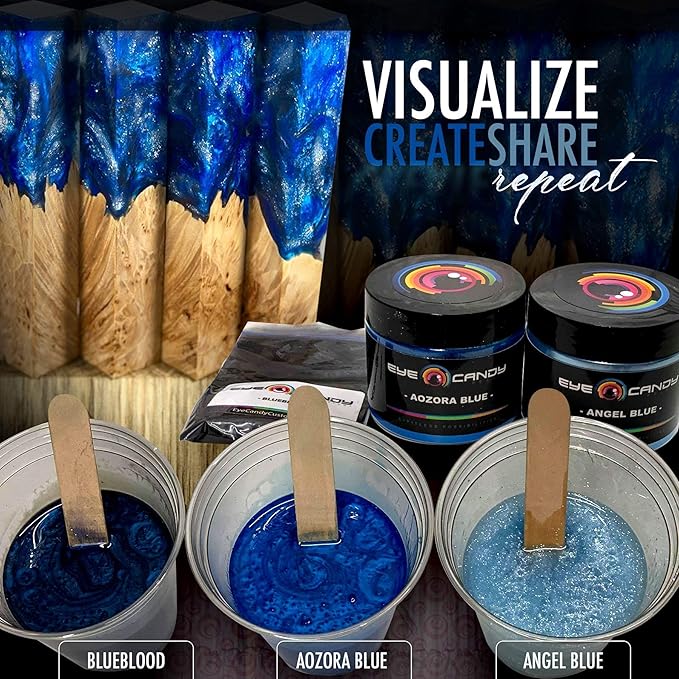 Eye Candy Pigments Premium Blue Mica Powder - Angel Blue (50gr) - for Epoxy, Resin, Soap, Paint, Woodworking, Acrylic Pouring, Bath Bombs, Fishing Lures - DIY Arts and Crafts Additive