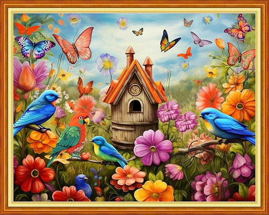 Dooxvey Cross Stitch Kits for Adults Beginners,Full Range of Cross-Stitch Stamped Kits Needlepoint Kits for Beginners Embroidery Kits 11CT Cross Stitch Patterns-Forest Bird 16x20 inch, Manual Arts 37